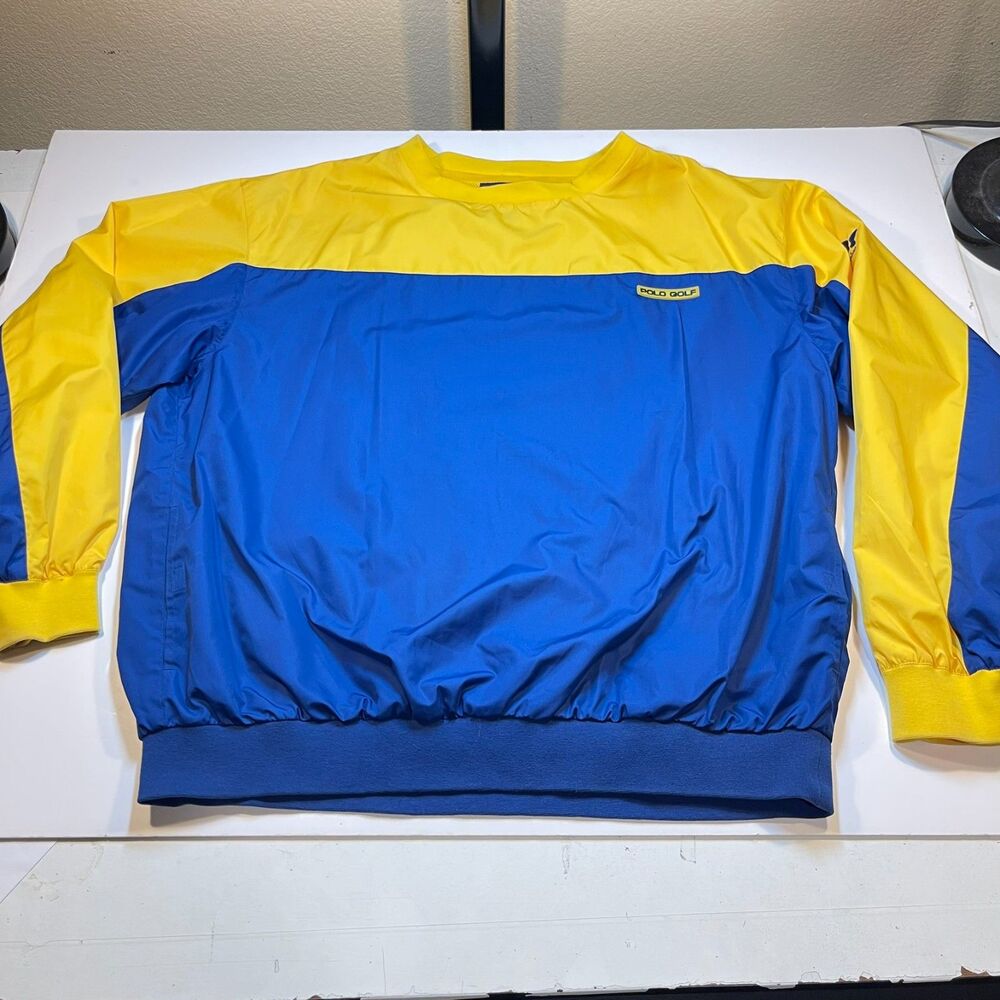 Ralph Lauren Polo Golf Color Block Windbreaker Pullover Jacket Sz Mens XL